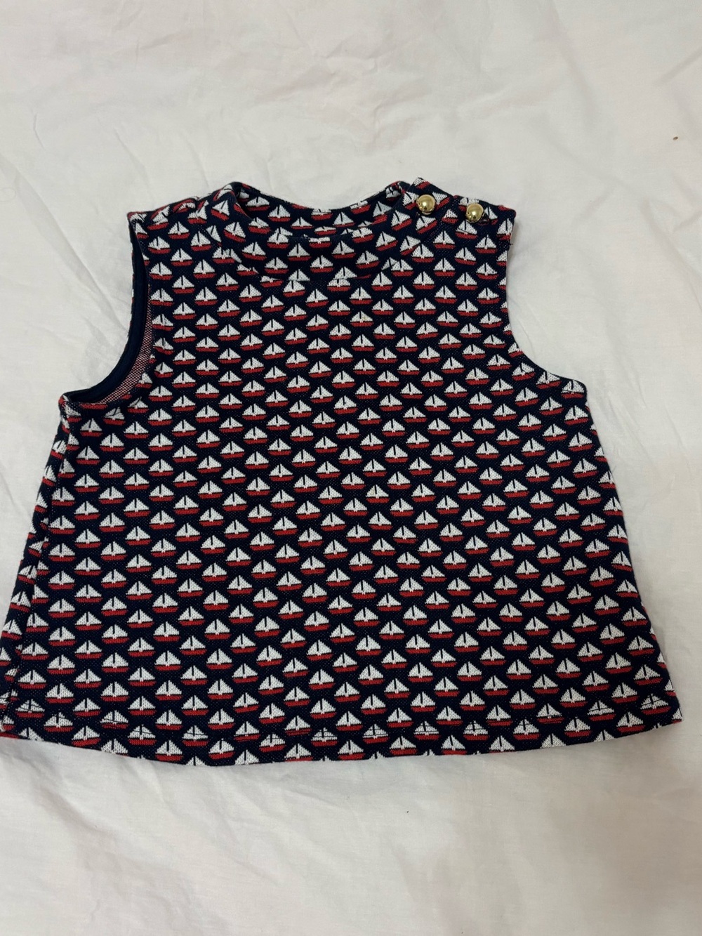 Janie and Jack Navy Tank Top with Red & White Sailboat Print